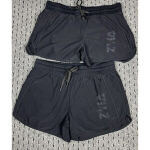 Zyia Active Womens Shorts Size 12 Black 2 Pairs‎ Athletic Sports